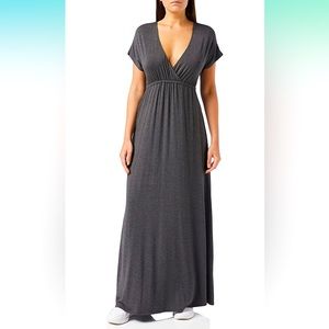 NWT Amazon Essentials Surplice V-Neck Stretchy Maxi Dress Charcoal Various Sizes